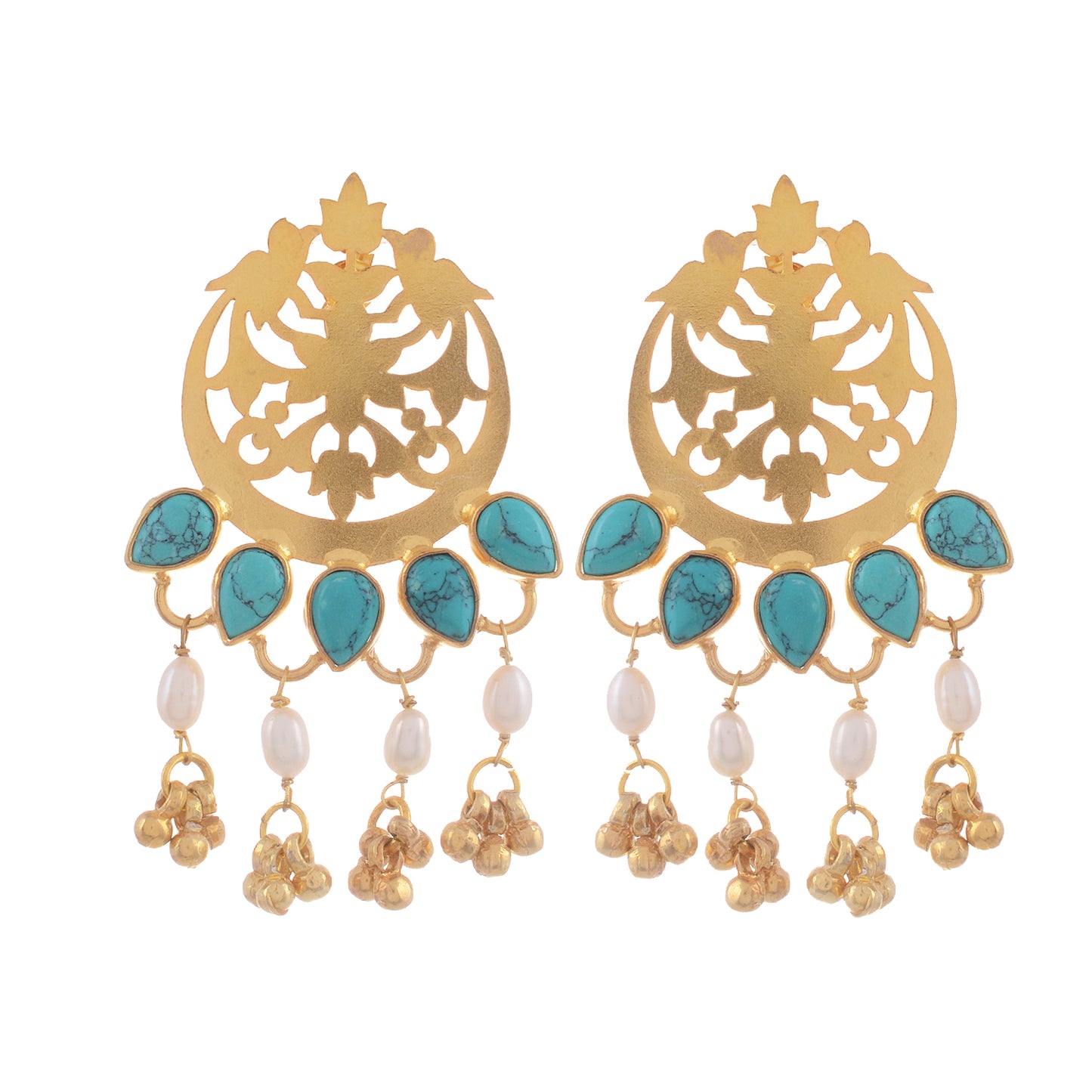 22-Karat Gold-Plated & Turquoise Blue Sterling Classic Drop Earrings