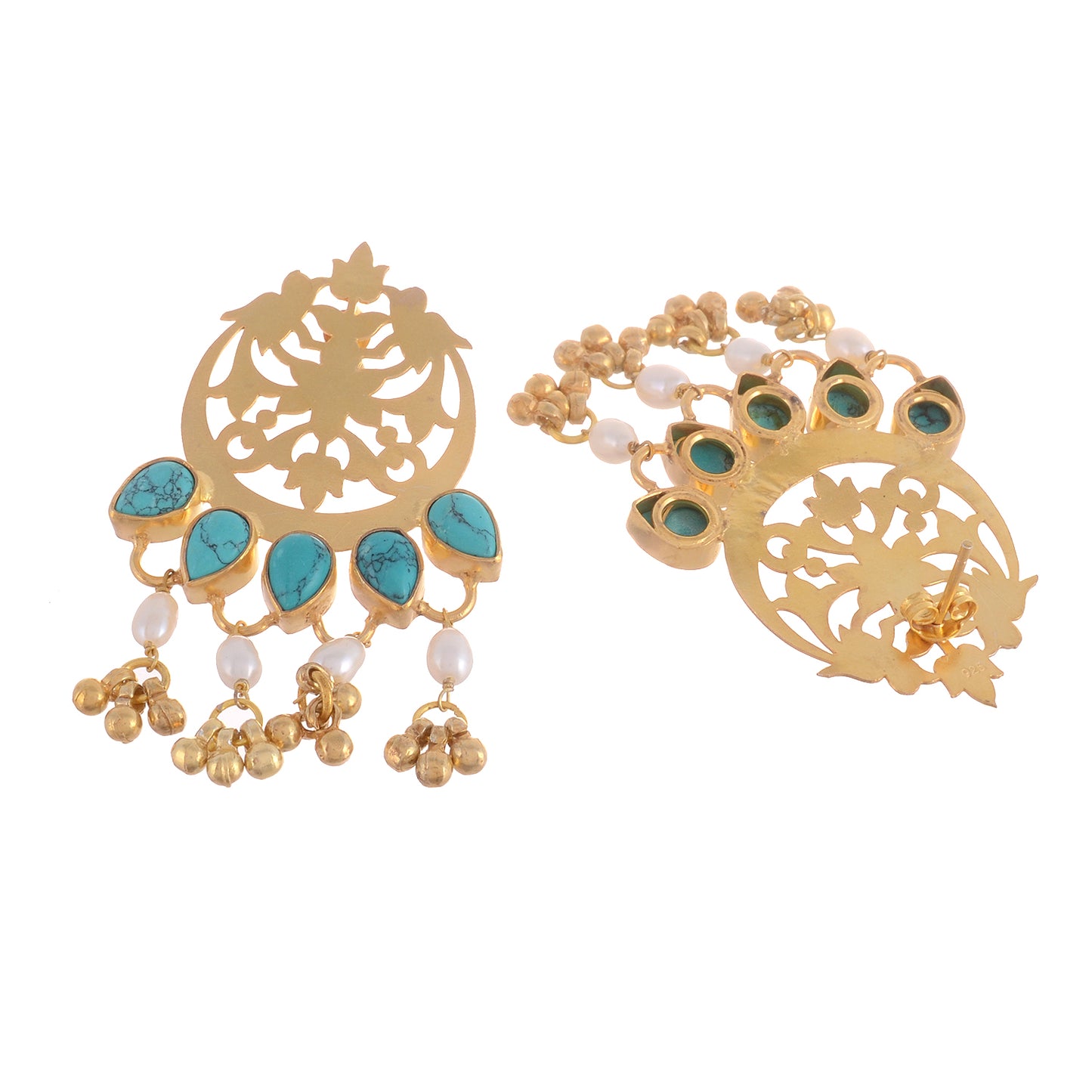22-Karat Gold-Plated & Turquoise Blue Sterling Classic Drop Earrings