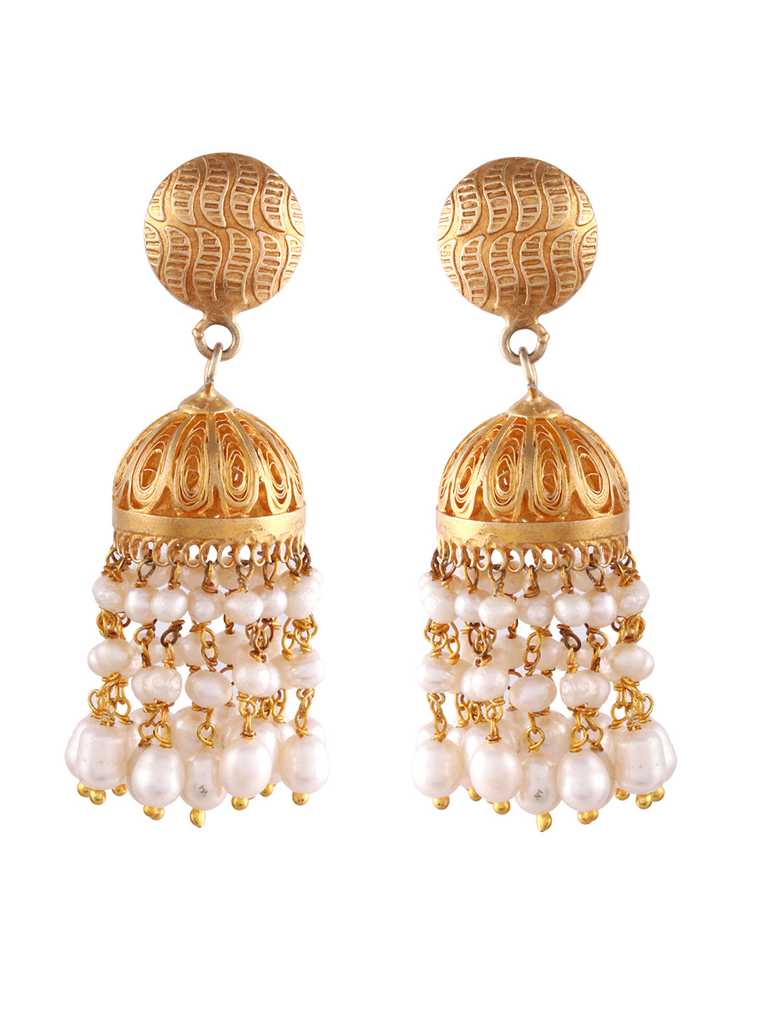Gold plated Sterling Silver Pearl Jhumka