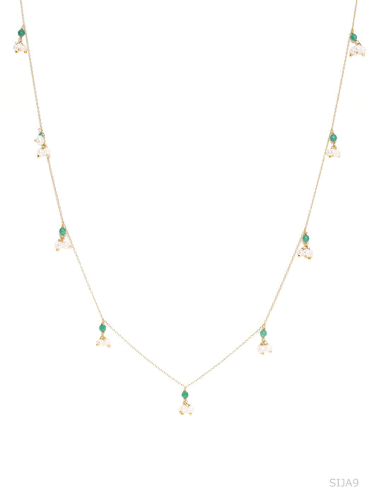 Gold plated Sterling Silver beads chain necklace