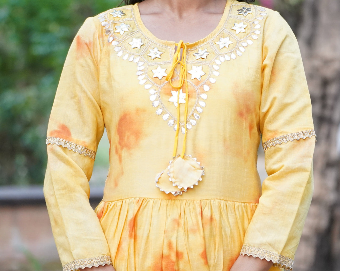 Shibori Gotta patti Naira Cut kurta set