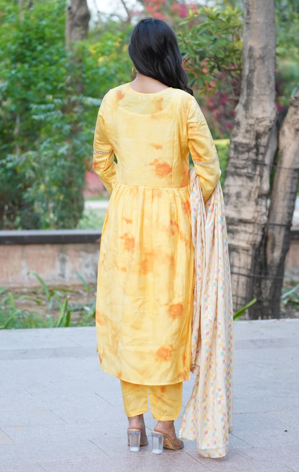 Shibori Gotta patti Naira Cut kurta set