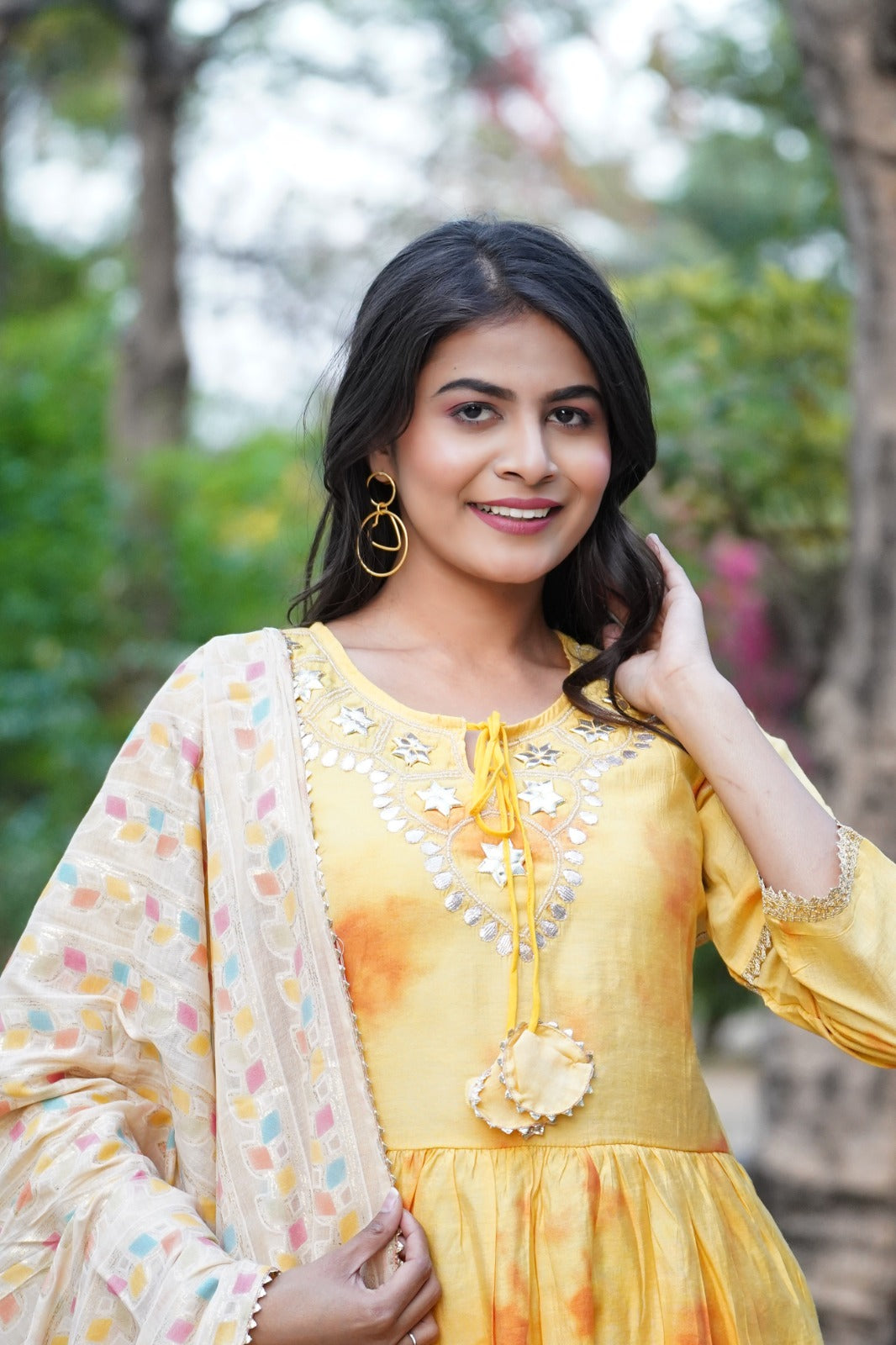 Shibori Gotta patti Naira Cut kurta set