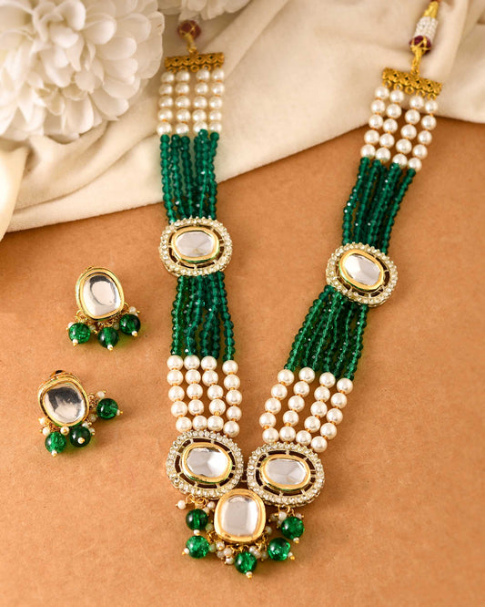 Kundan Necklace Set with Pearl & Earrings for Women | Traditional Indian Jewellery Set