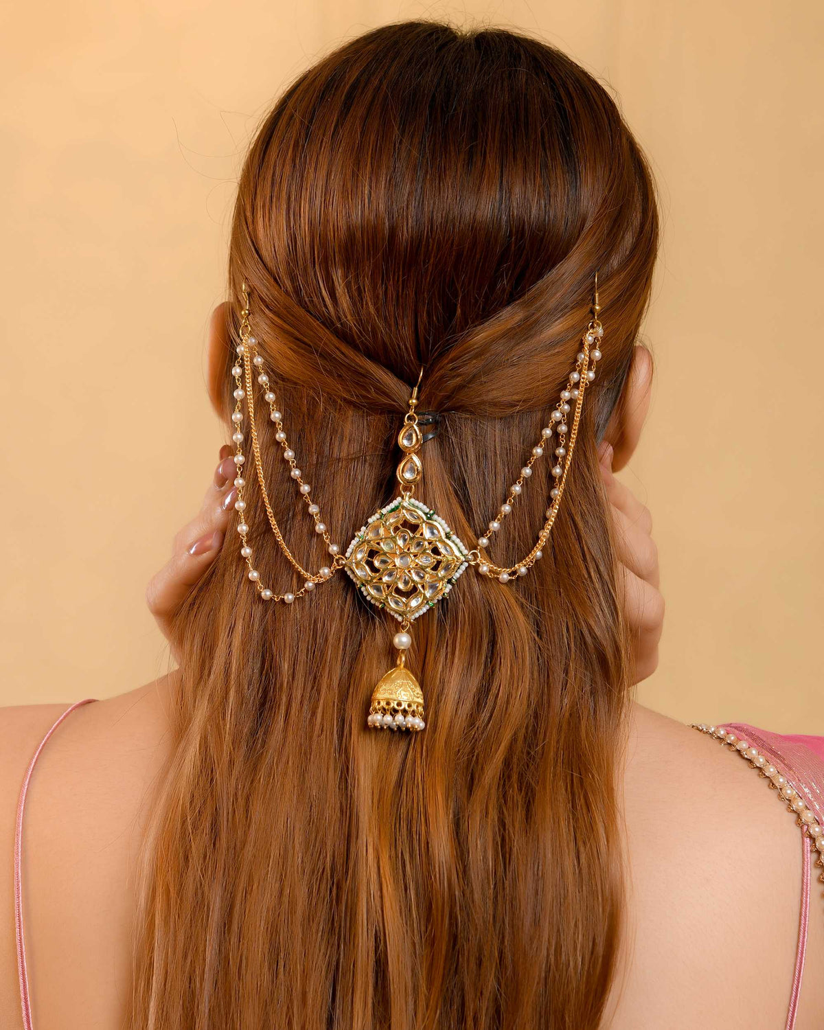 Traditional Beaded Hair Chain Jewellery for Women Hair Accessory for Wedding & Festive Occasions