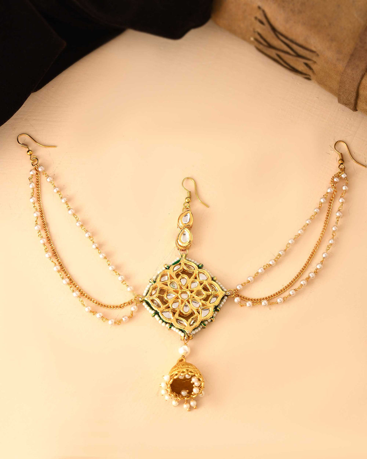 Traditional Beaded Hair Chain Jewellery for Women Hair Accessory for Wedding & Festive Occasions