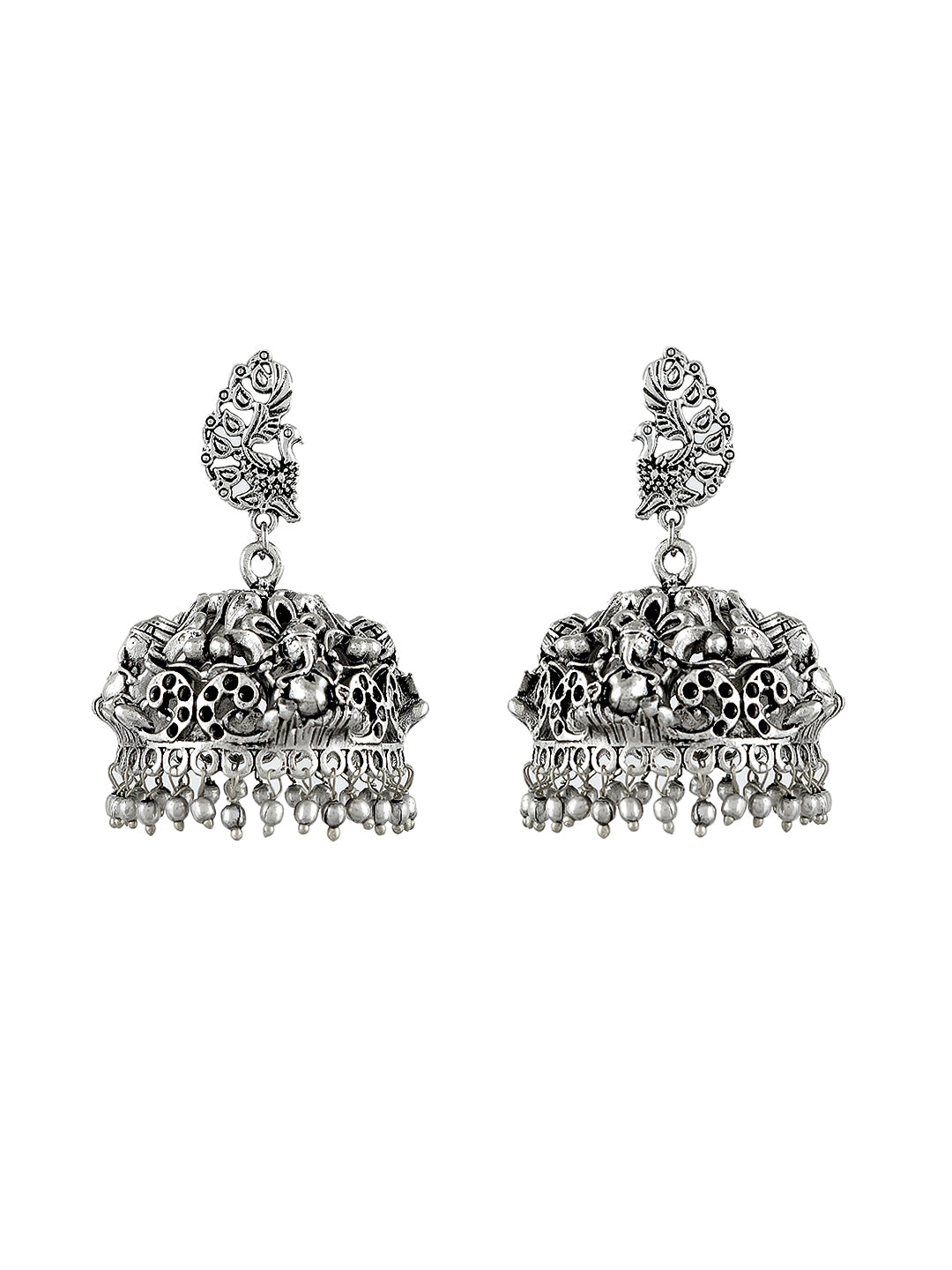 Oxidised silver jhumka earring