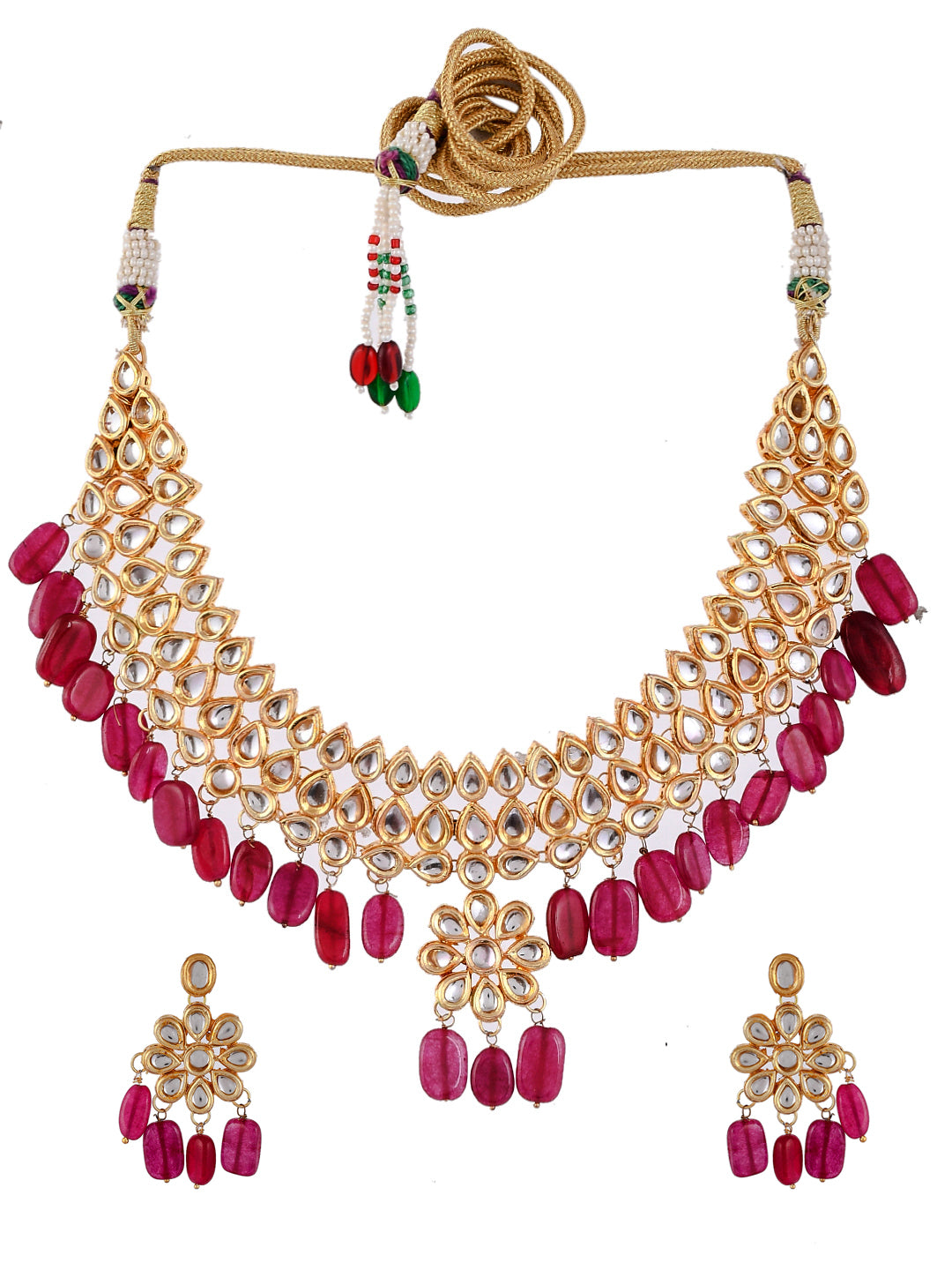 Gold plated kundan necklace set