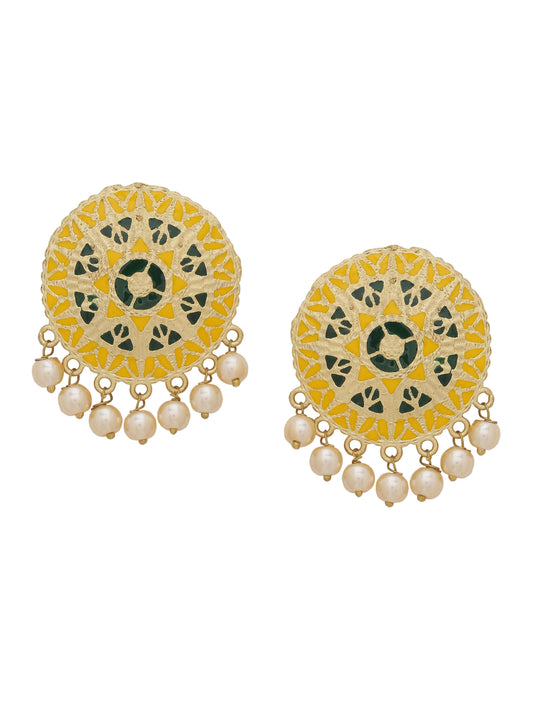 Pearl Stone Gold Stud Earrings for Women/girls Online