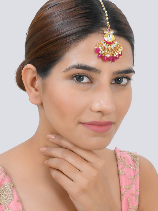 Gold Plated Kundan Mangtikka - Head Jewellery for Women Online