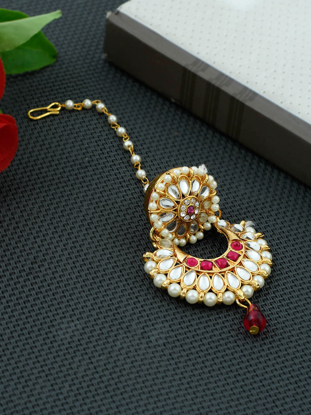 Gold Plated Kundan & Pearl Borla for Women Head Jewellery for Women Online