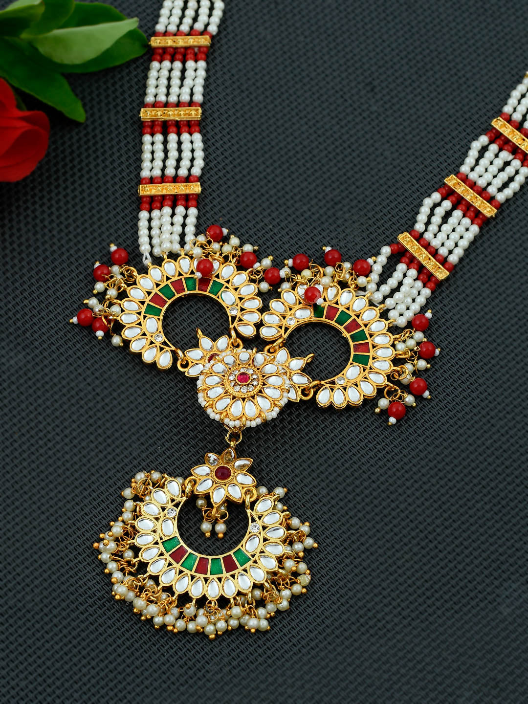 Women Gold-plated Kundan & Pearl Pearl Matha Patti for Women Online