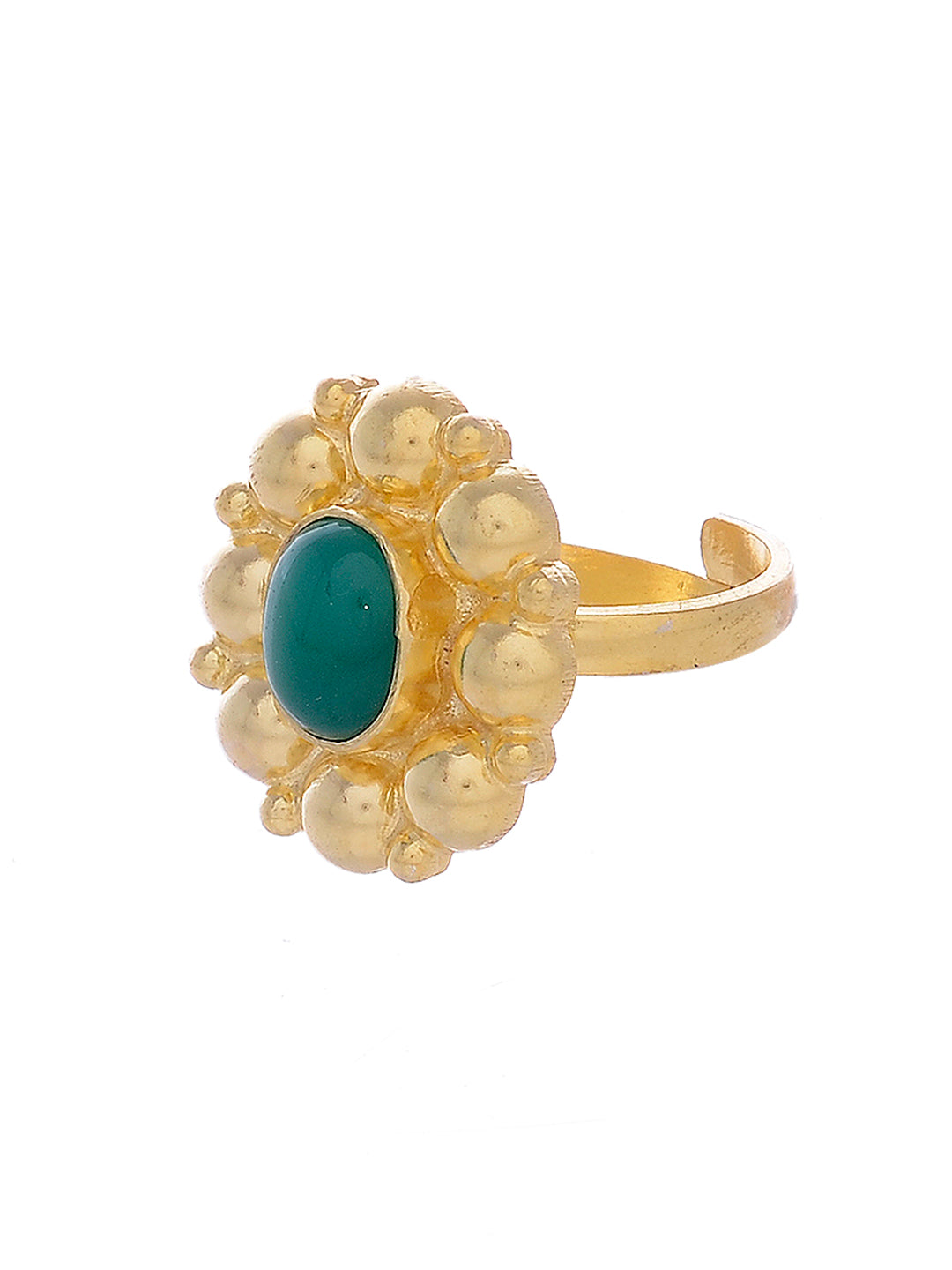 Green Onyx 925 Sterling Silver Gold Plated Adjustable Ring