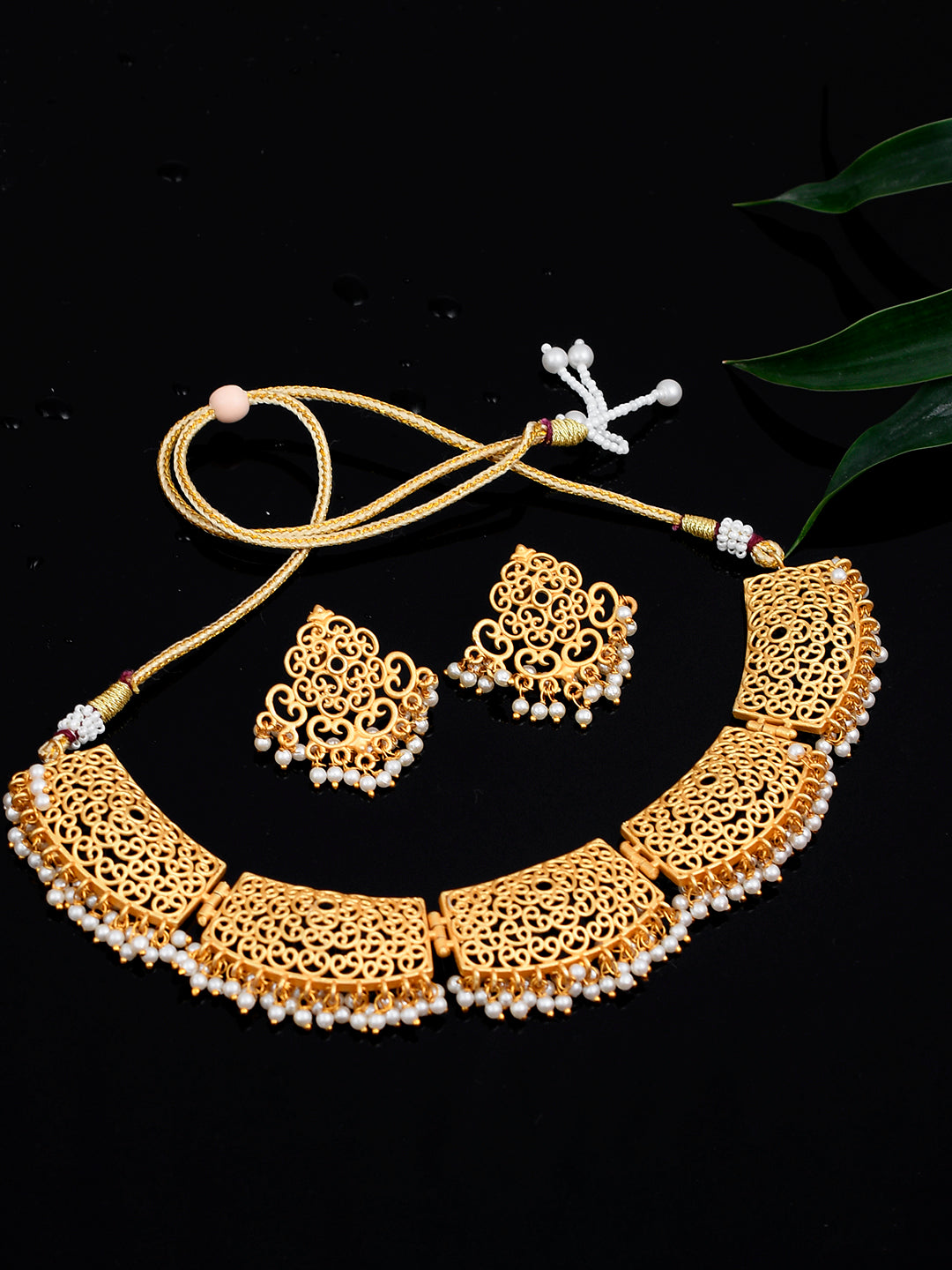 Gold Plated Pearl Filigree Jewellery Set