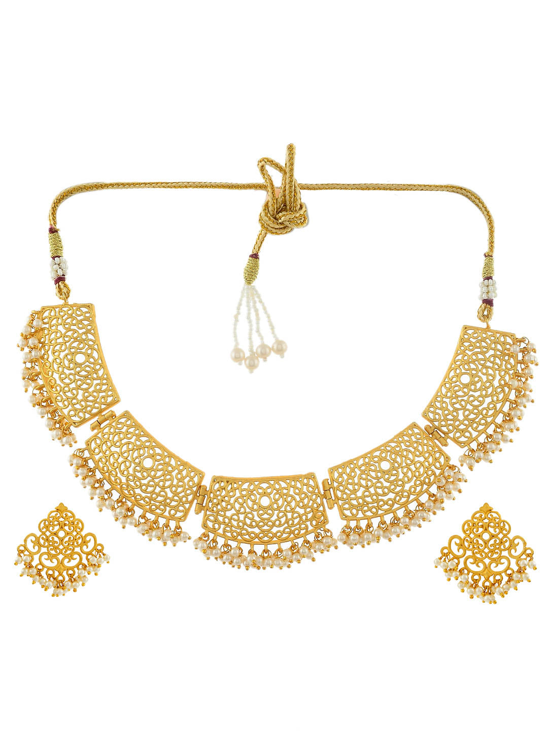 Gold Plated Pearl Filigree Jewellery Set