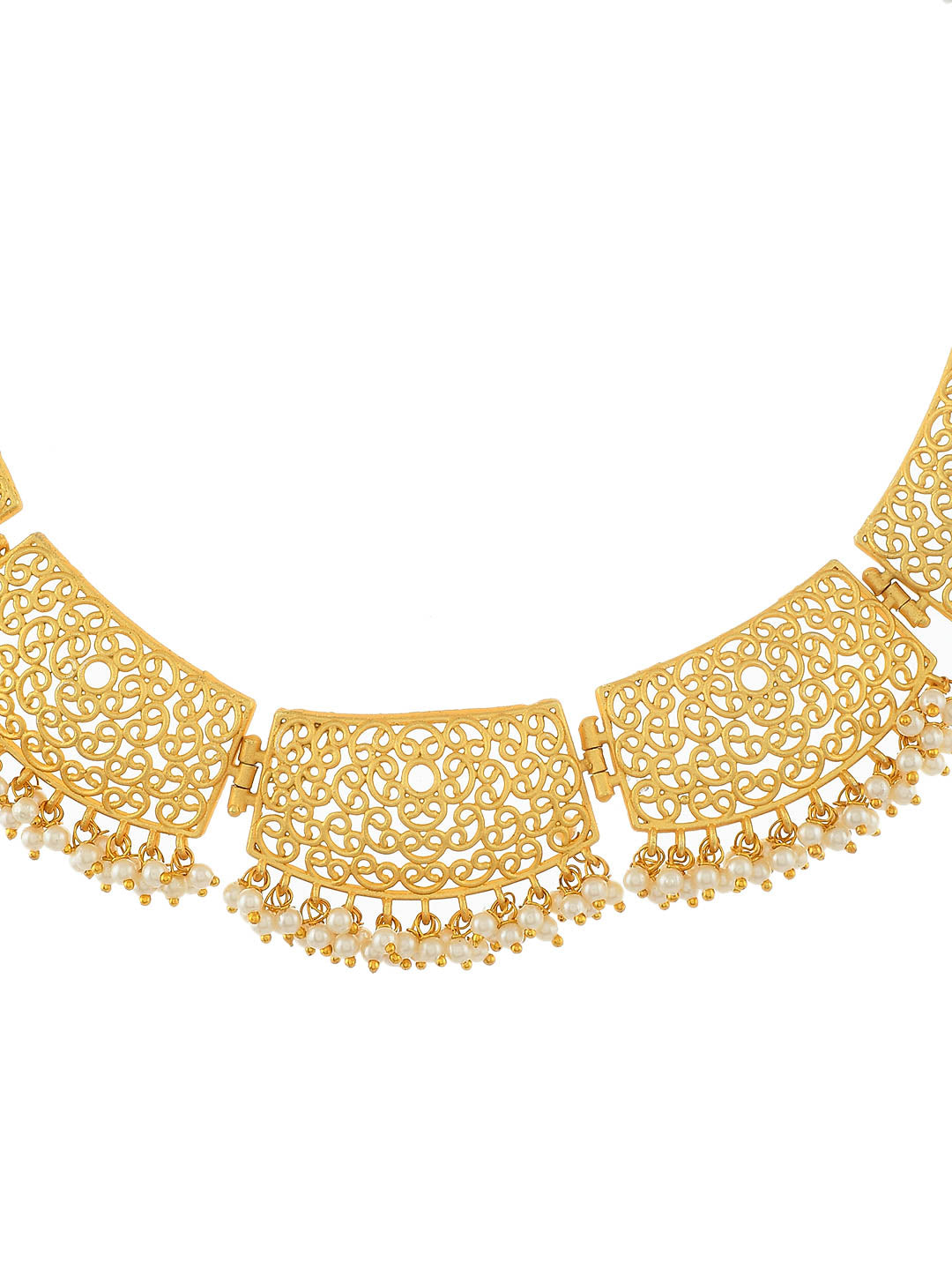 Gold Plated Pearl Filigree Jewellery Set