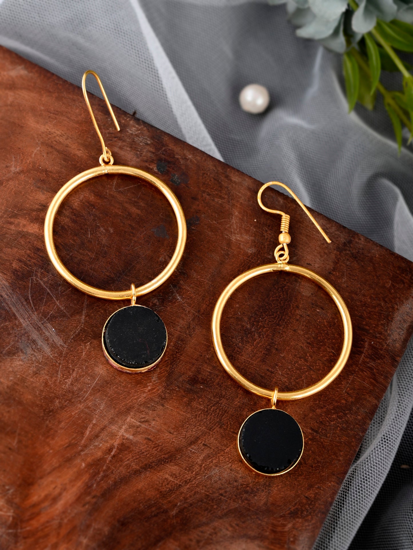 Gold Plated Circular Drop Earrings for Women Online