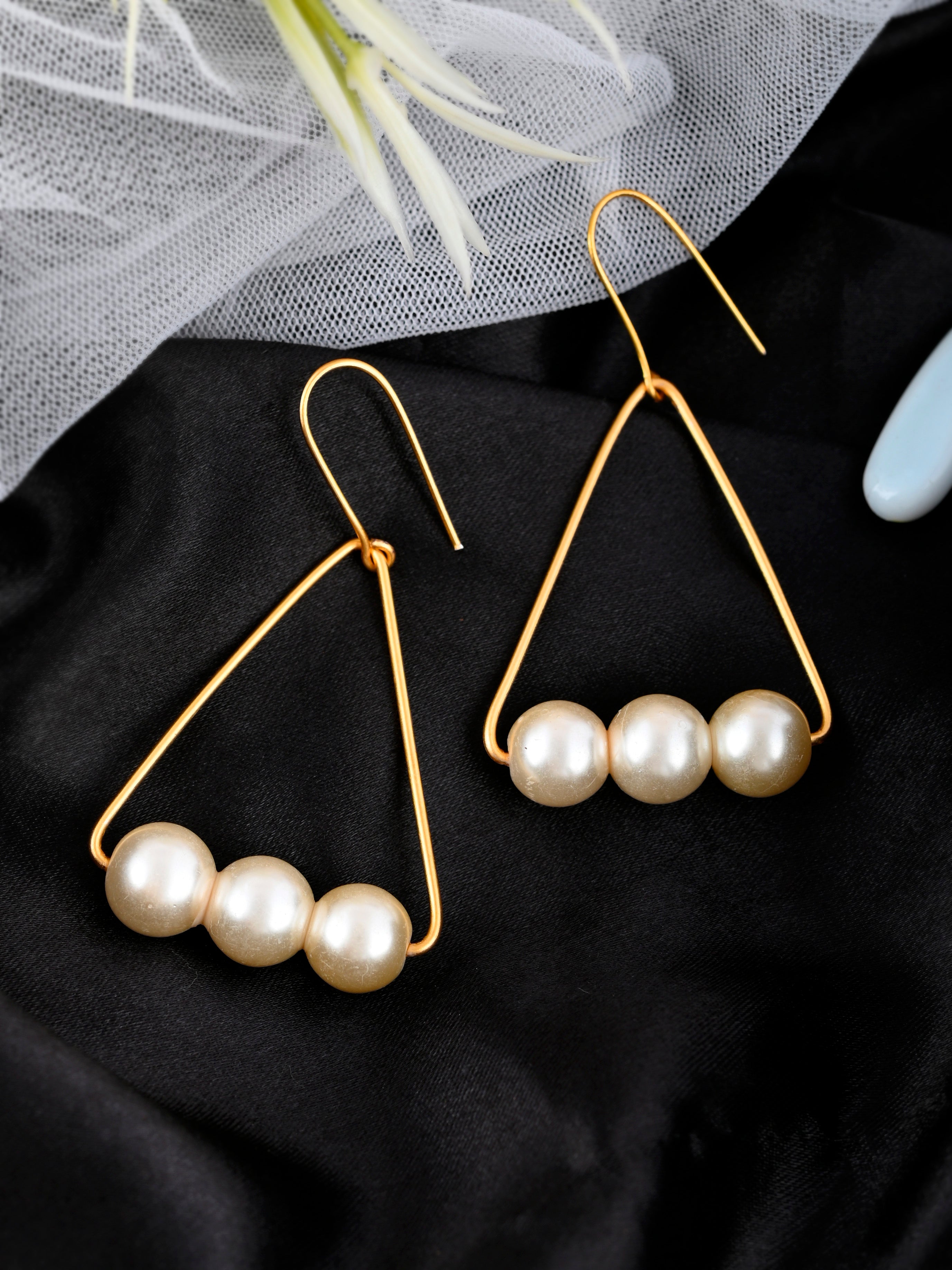 Pearl Beaded Hanging Dangle Earrings - CherishBox –  CherishBox_pearljewellery
