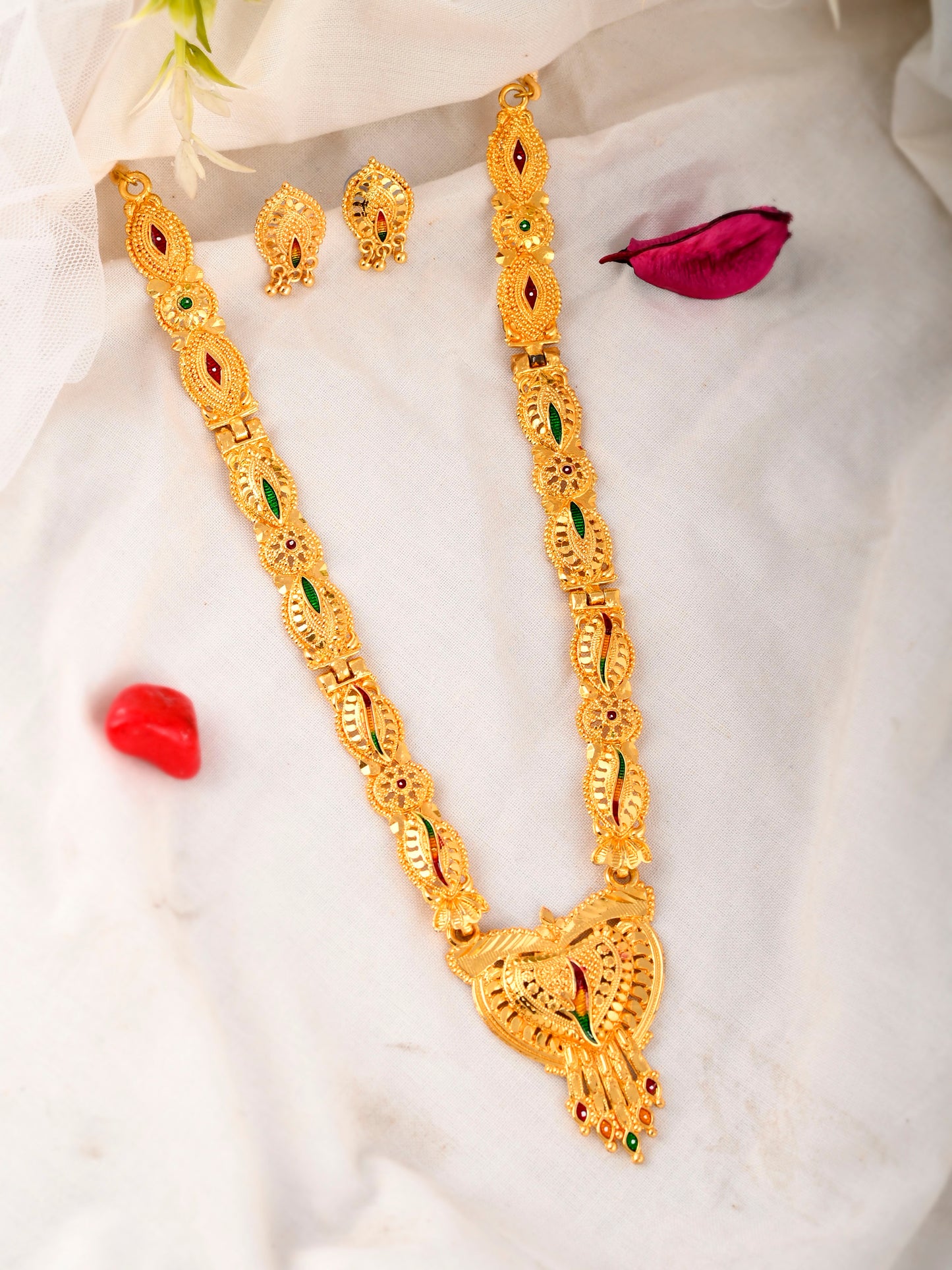 Gold Plated Handcrafted Meenakari Jewellery Set