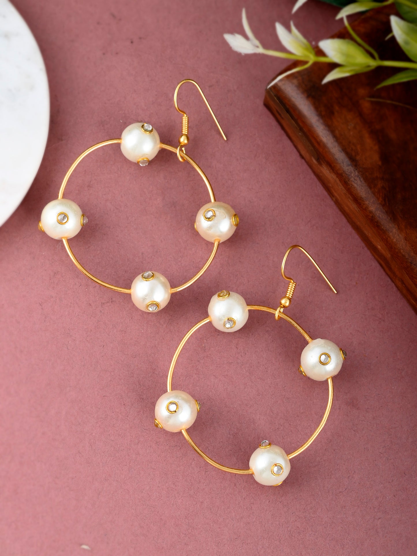 Gold Toned Circular Western Drop Earrings for Women Online