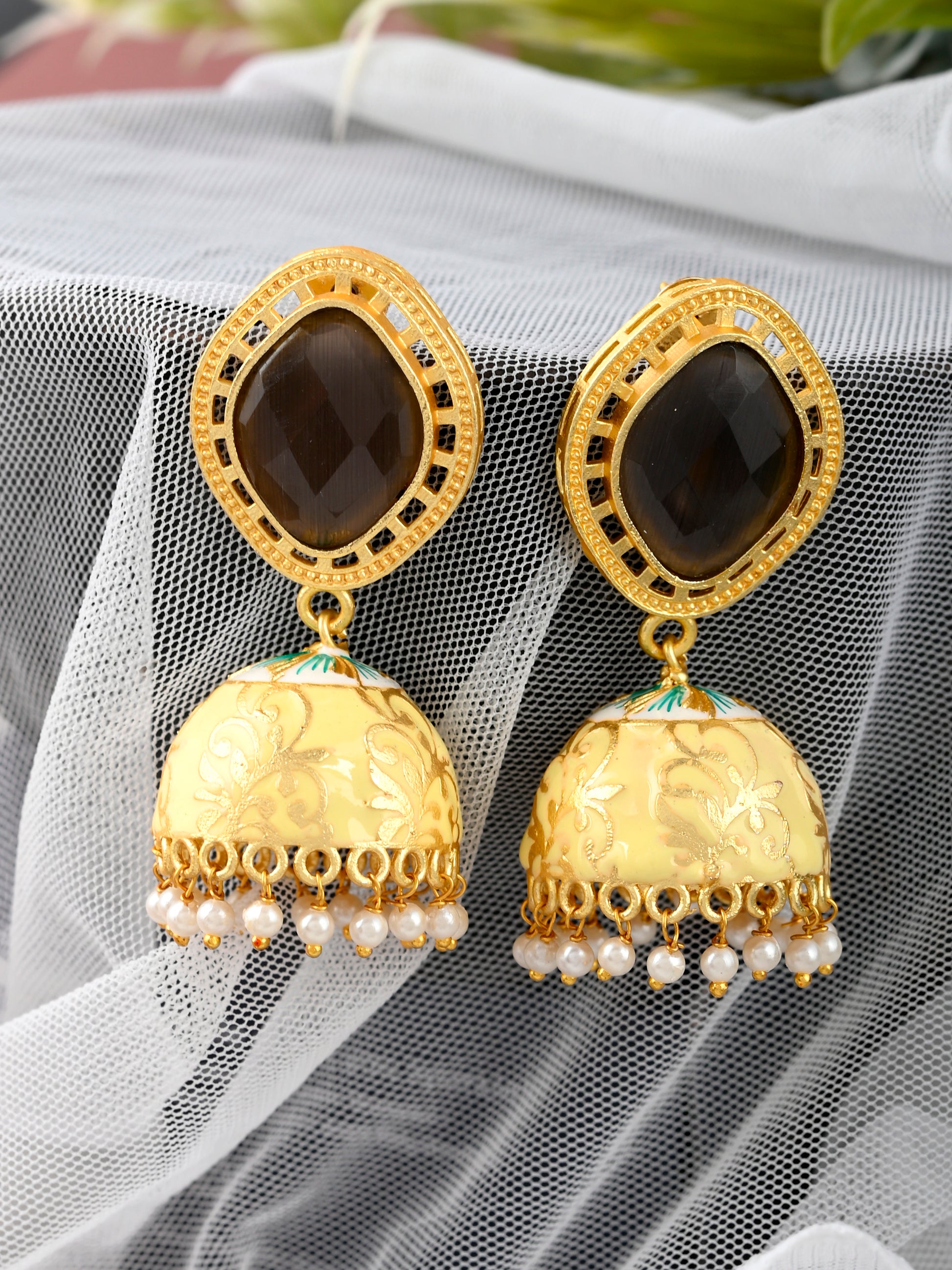 Gold Plated Circular Drop Earrings