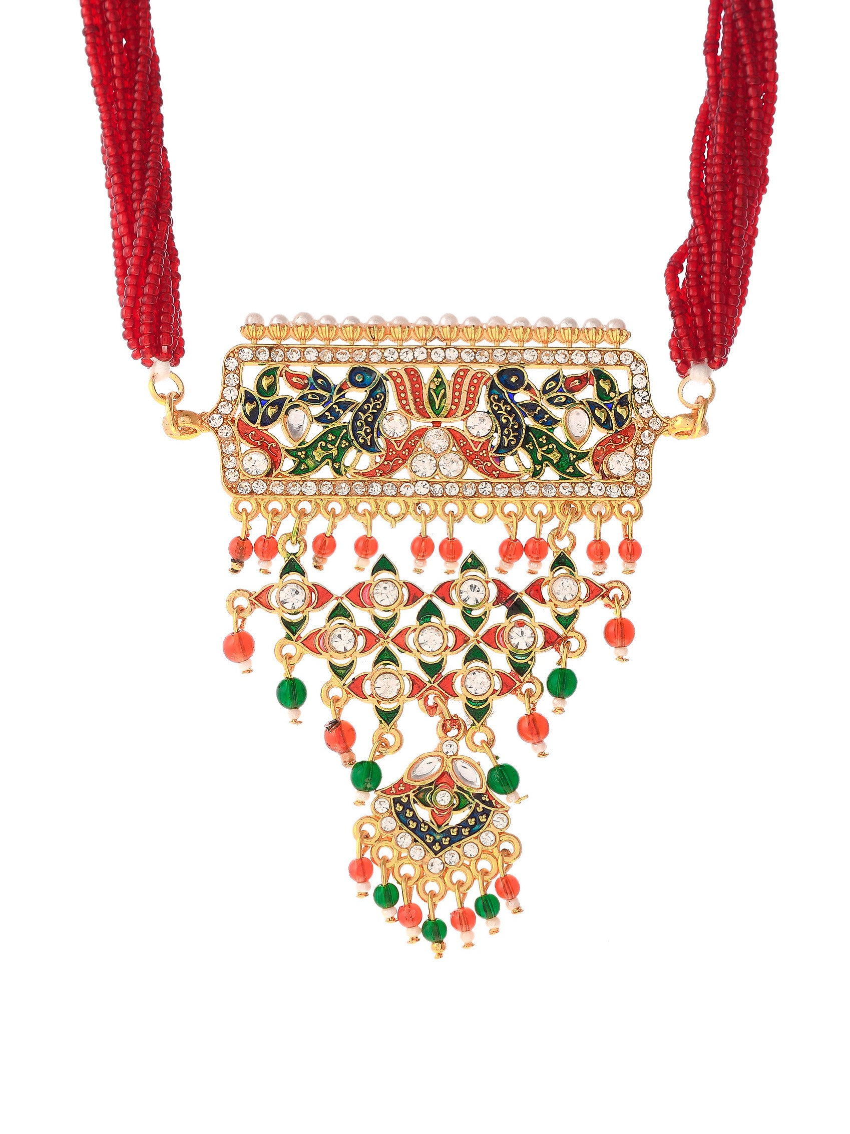 Gold Plated Traditional Ethnic Layered Long Necklace
