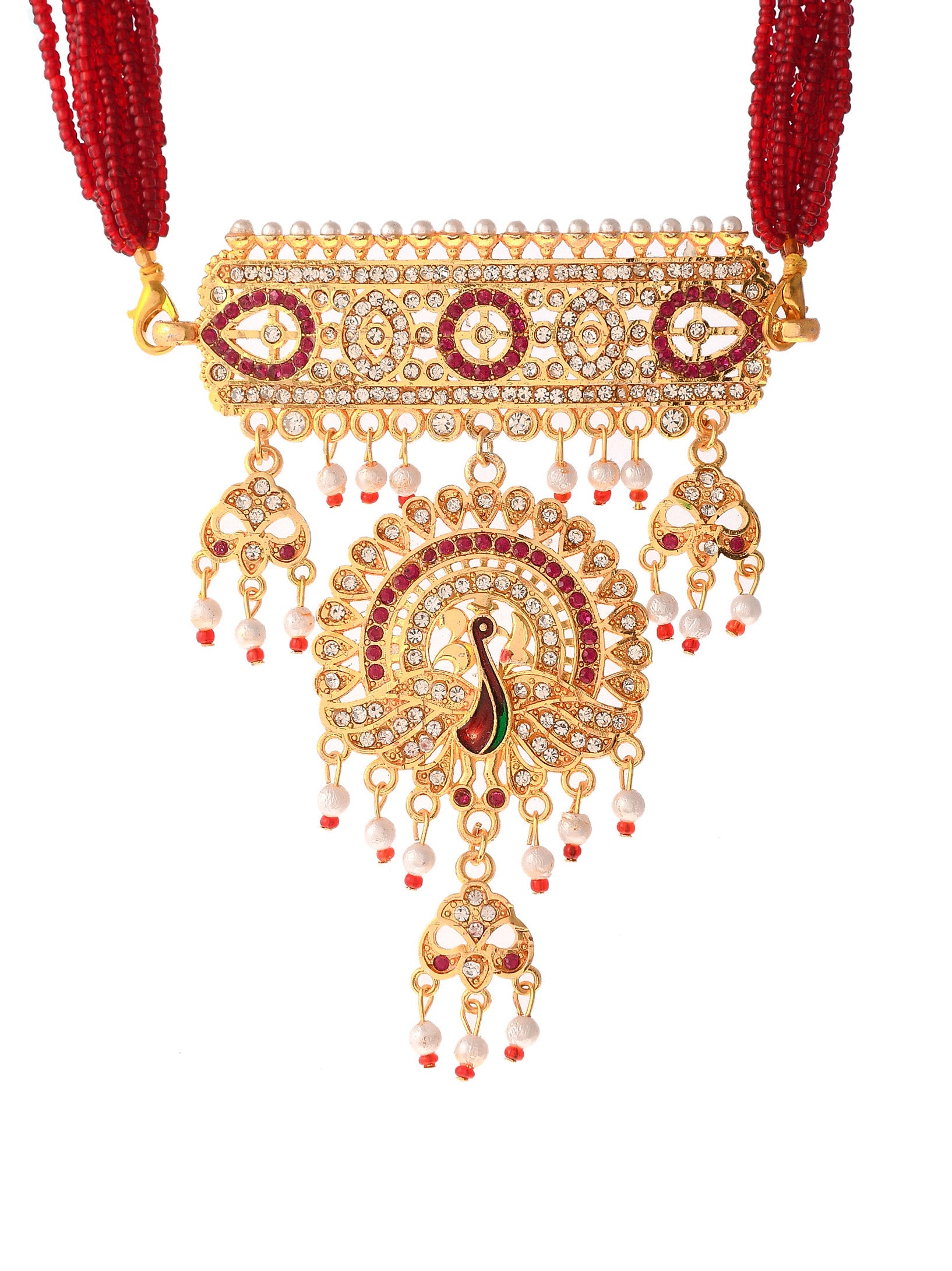 Gold Plated Peacock Choker Rajputi Necklace Jewellery Set