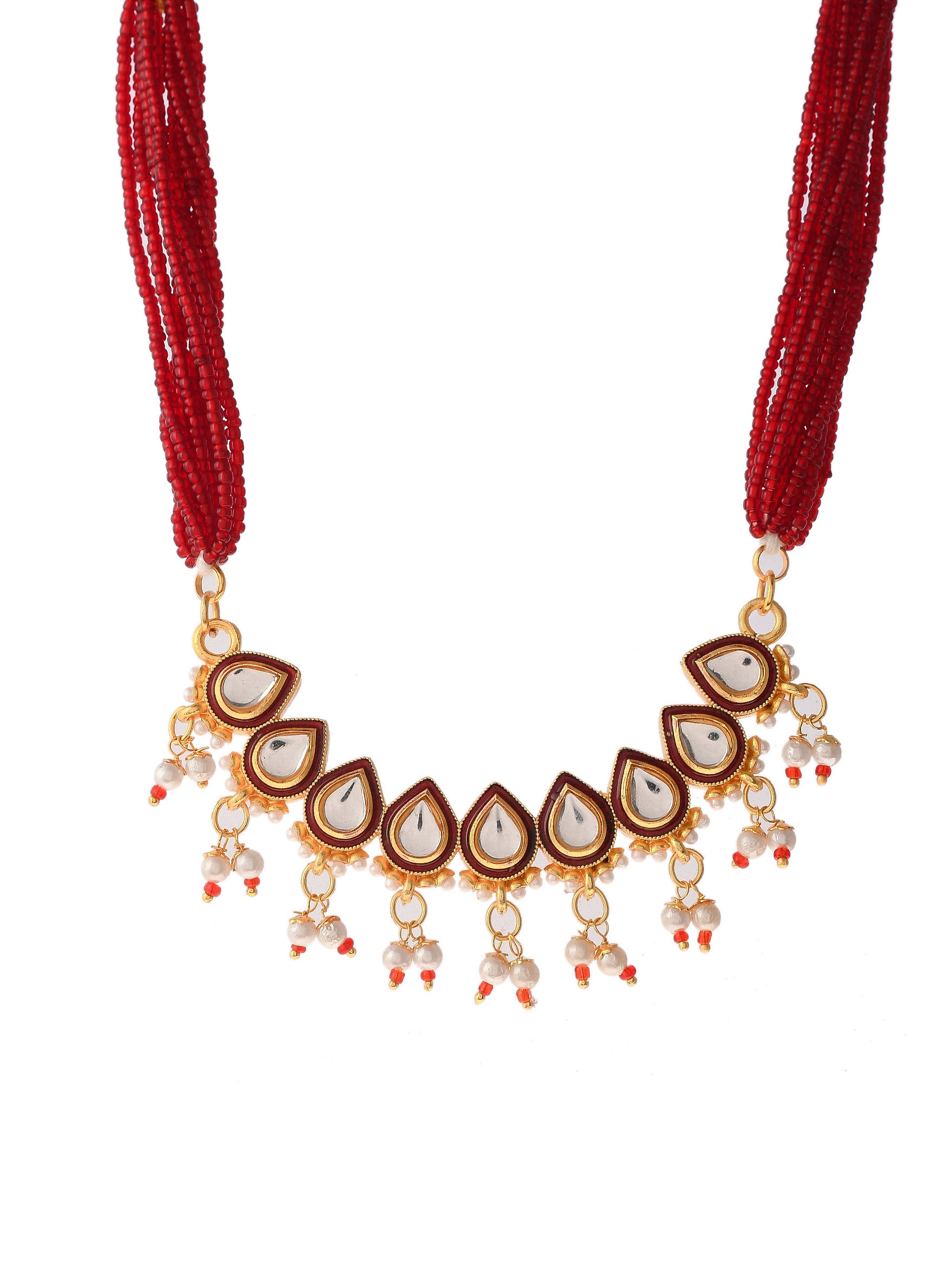 Gold Plated Kundan Stones Ethnic Necklace Jewellery Set