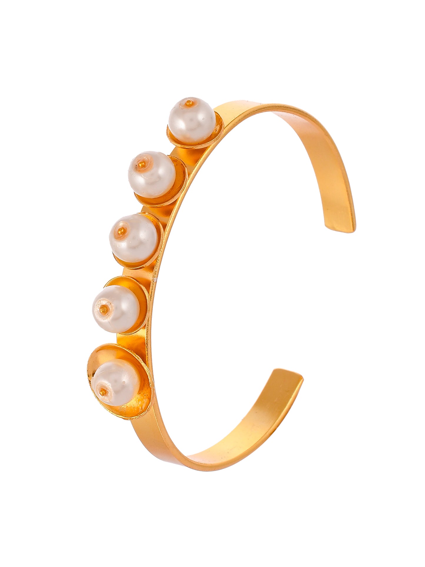 Gold & white Pearl beaded Handcrafted Cuff gold plated bracelet
