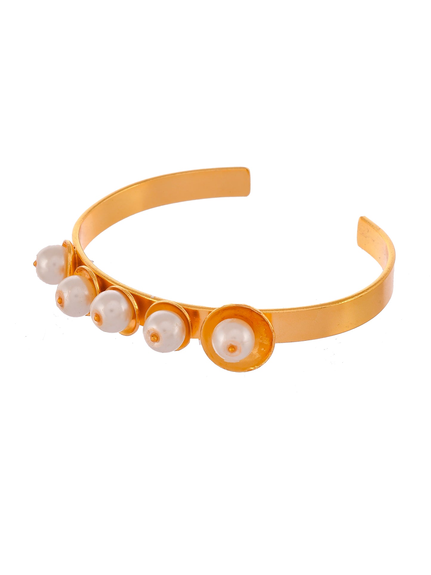 Gold & white Pearl beaded Handcrafted Cuff gold plated bracelet
