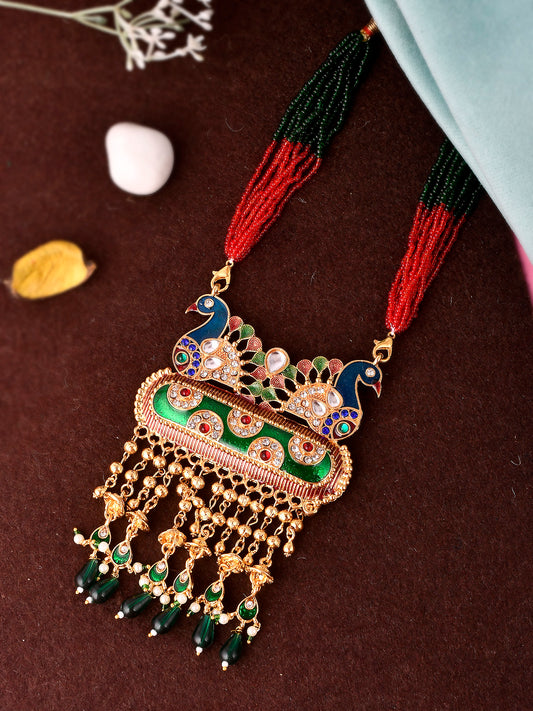 Gold Plated Peacock Design Meenakari Gold Plated Necklaces for Women Online