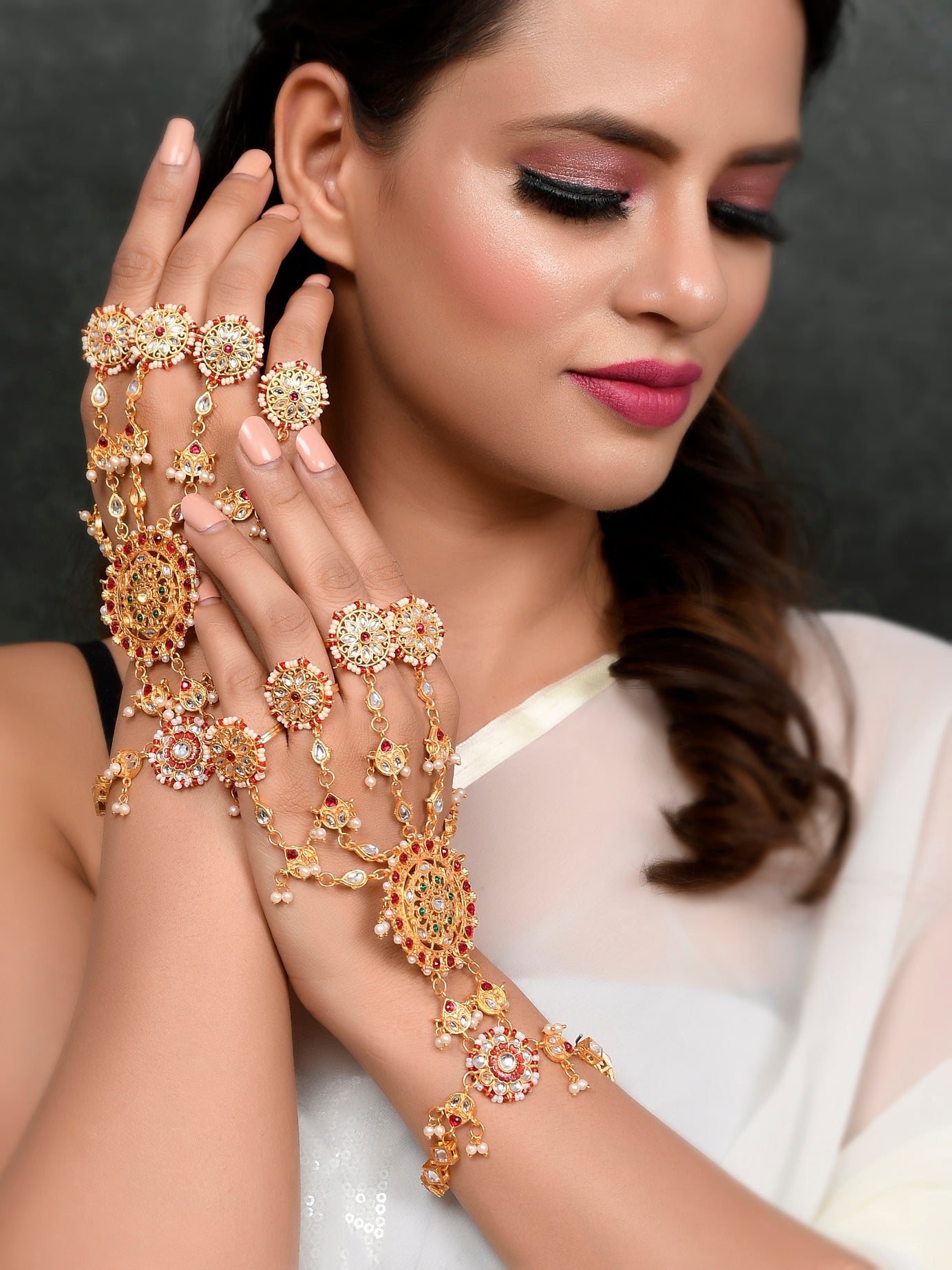 Buy BLENT#63 Red Gota Patti Flower Jewellery Bracelet with Ring for  Women/Kids/Girls/Bride/Bridal/Wedding/Haldi/Mehandi (Handmade Light Weight  Rajasthani Fashion Jewellery) at Amazon.in