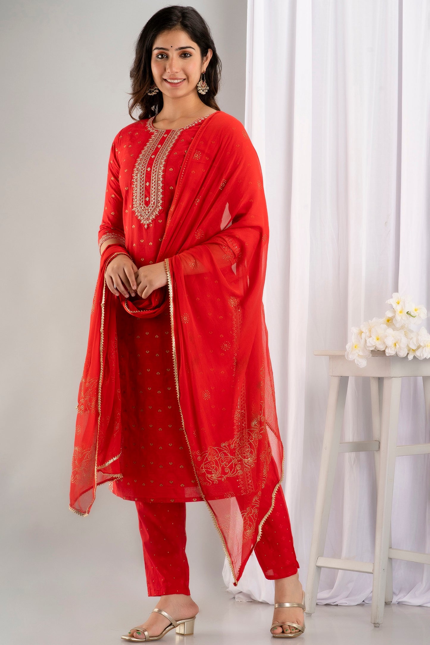 Zari Embroidery work with sequines with Dupatta Kurta set