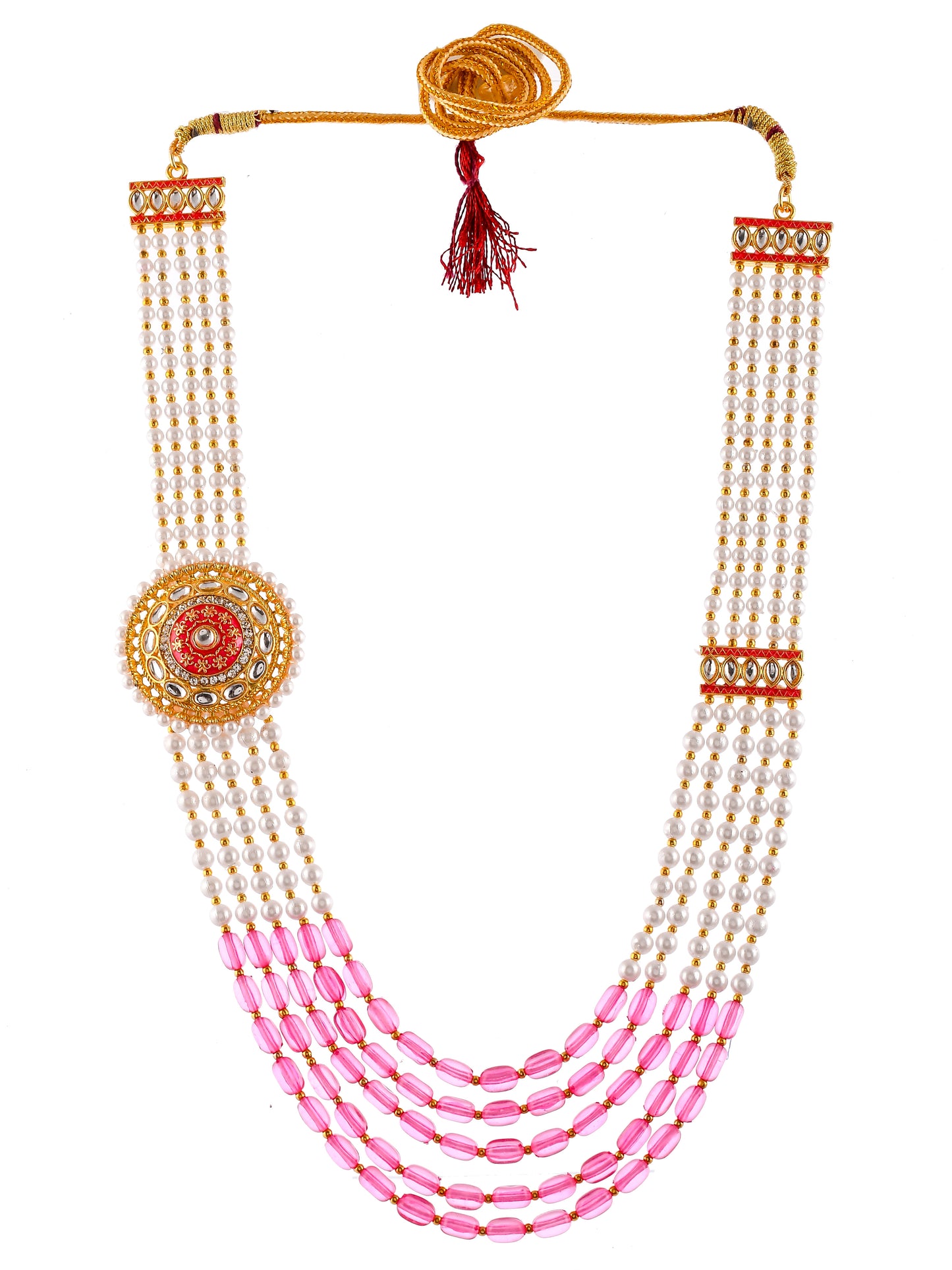 Side Kundan Brooch 5 Layered Necklace