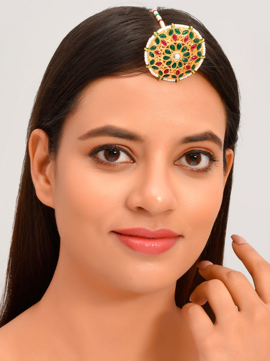 Floral Jodha Rajputi Gold Plated Tradtional Borla Head Jewellery for Women Online