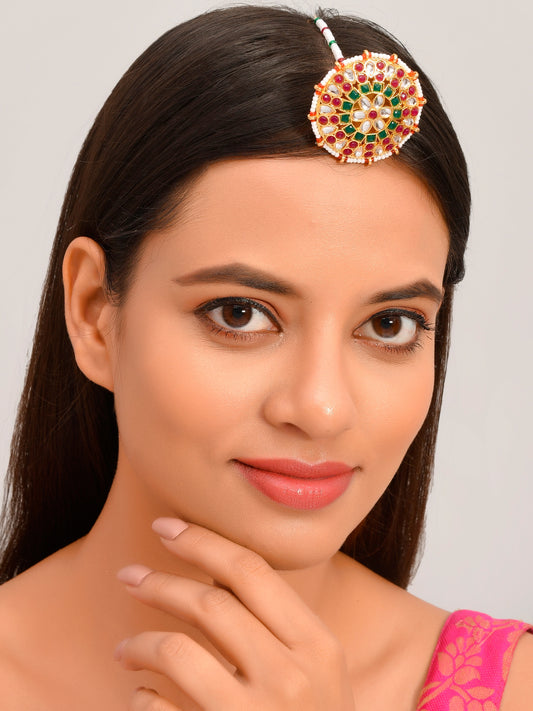 Rajwadi Padmavati Borla Mangtika - Head Jewellery for Women Online