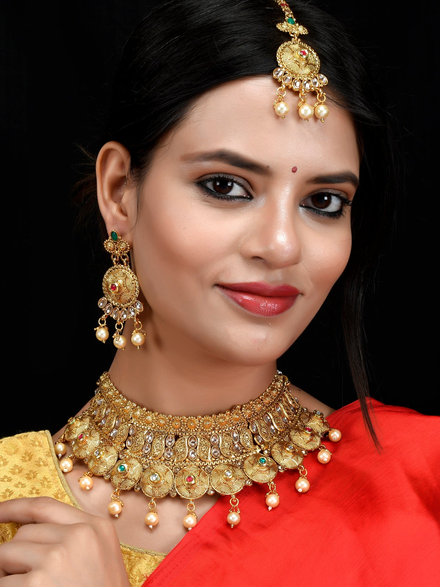 Gold Plated & Kundan Studded Beaded Temple Jewellery Sets for Women Online