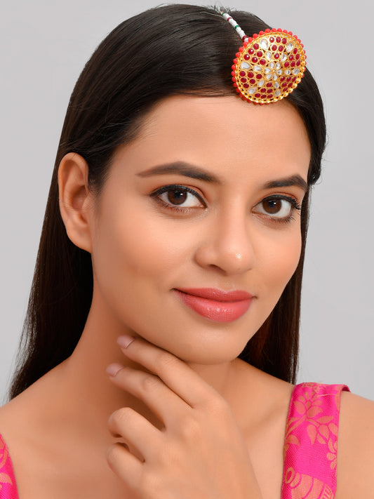 Gold Plated Kundan Pearl Rajputi Borla Head Jewellery for Women Online