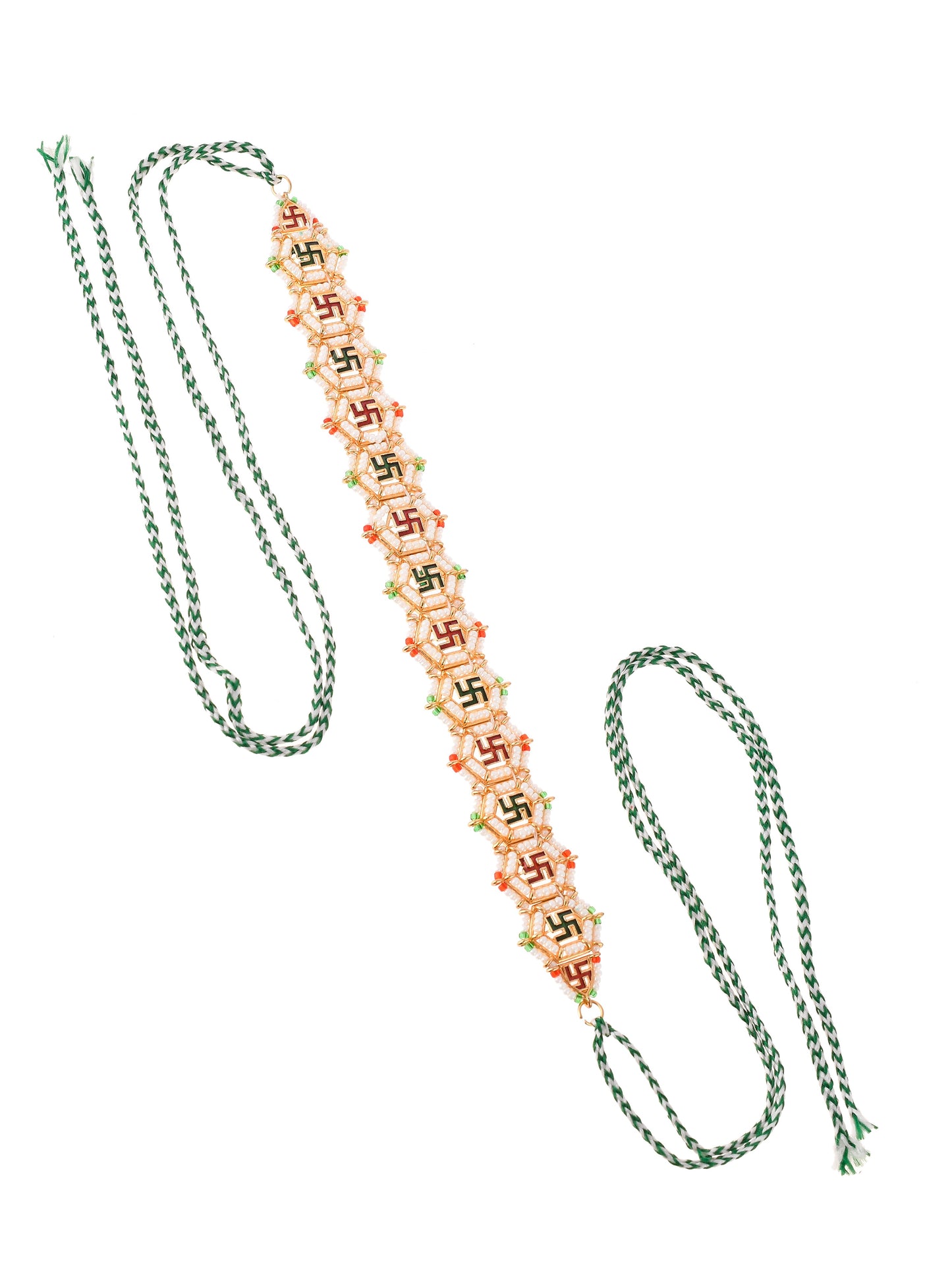 Women Gold-Plated Pearls Beaded Meenakari Head Chain