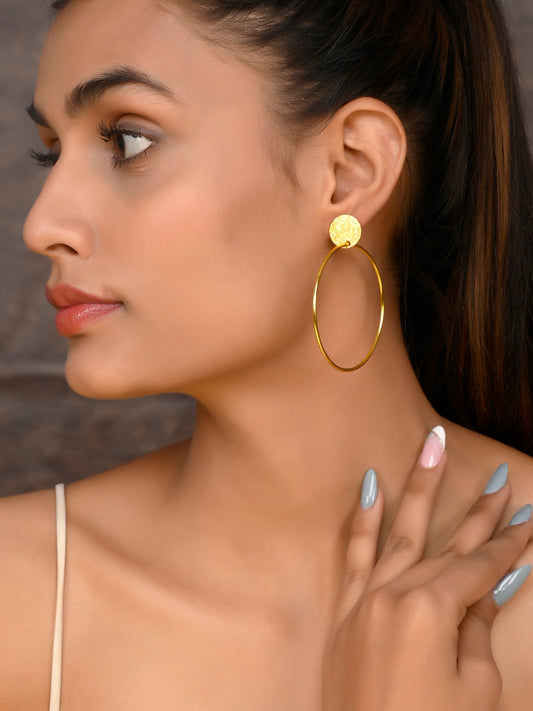 Gold Plated Circular Western Drop Earrings for Women Online