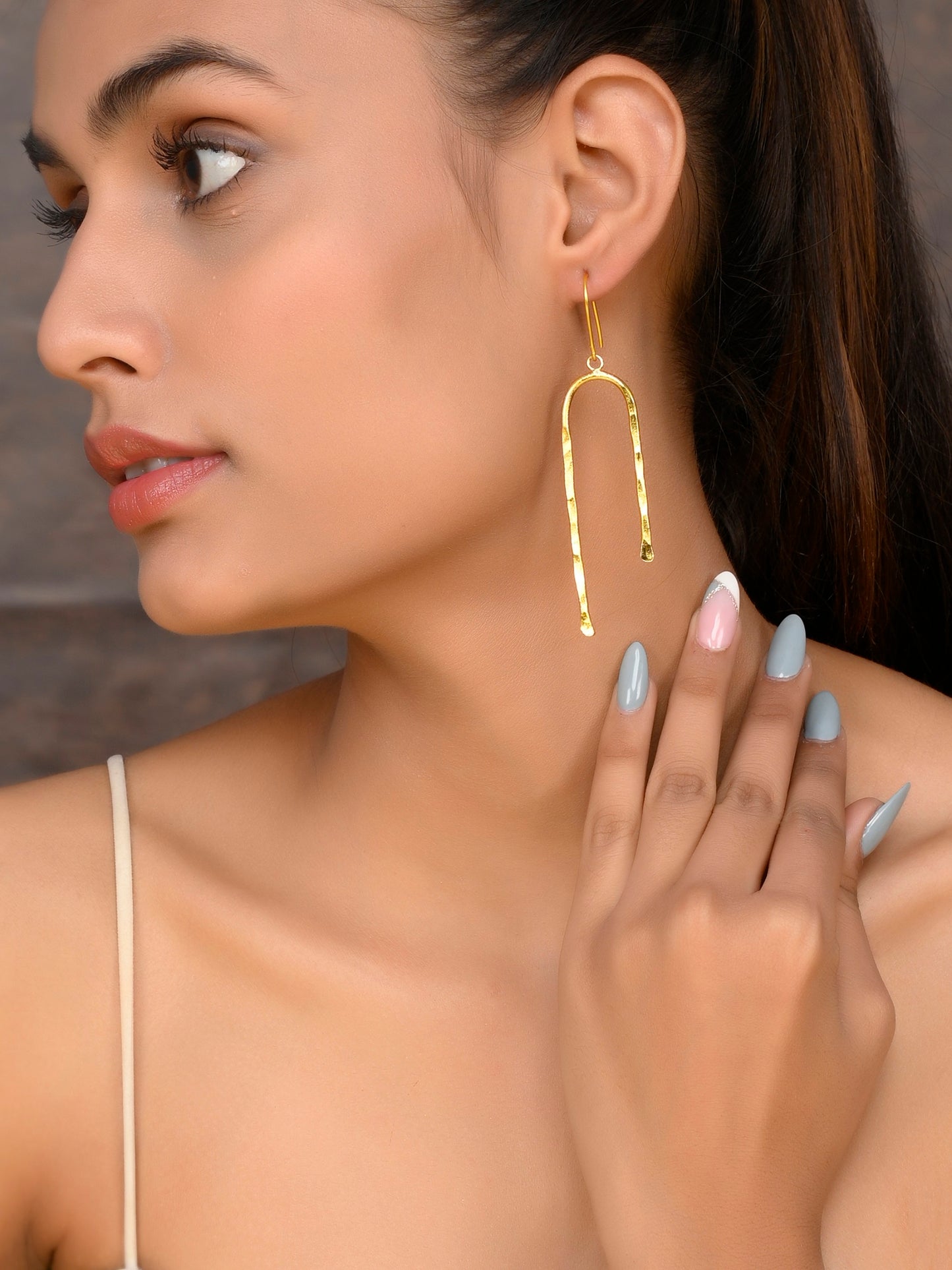 Gold Plated Metalic Western Drop Earrings