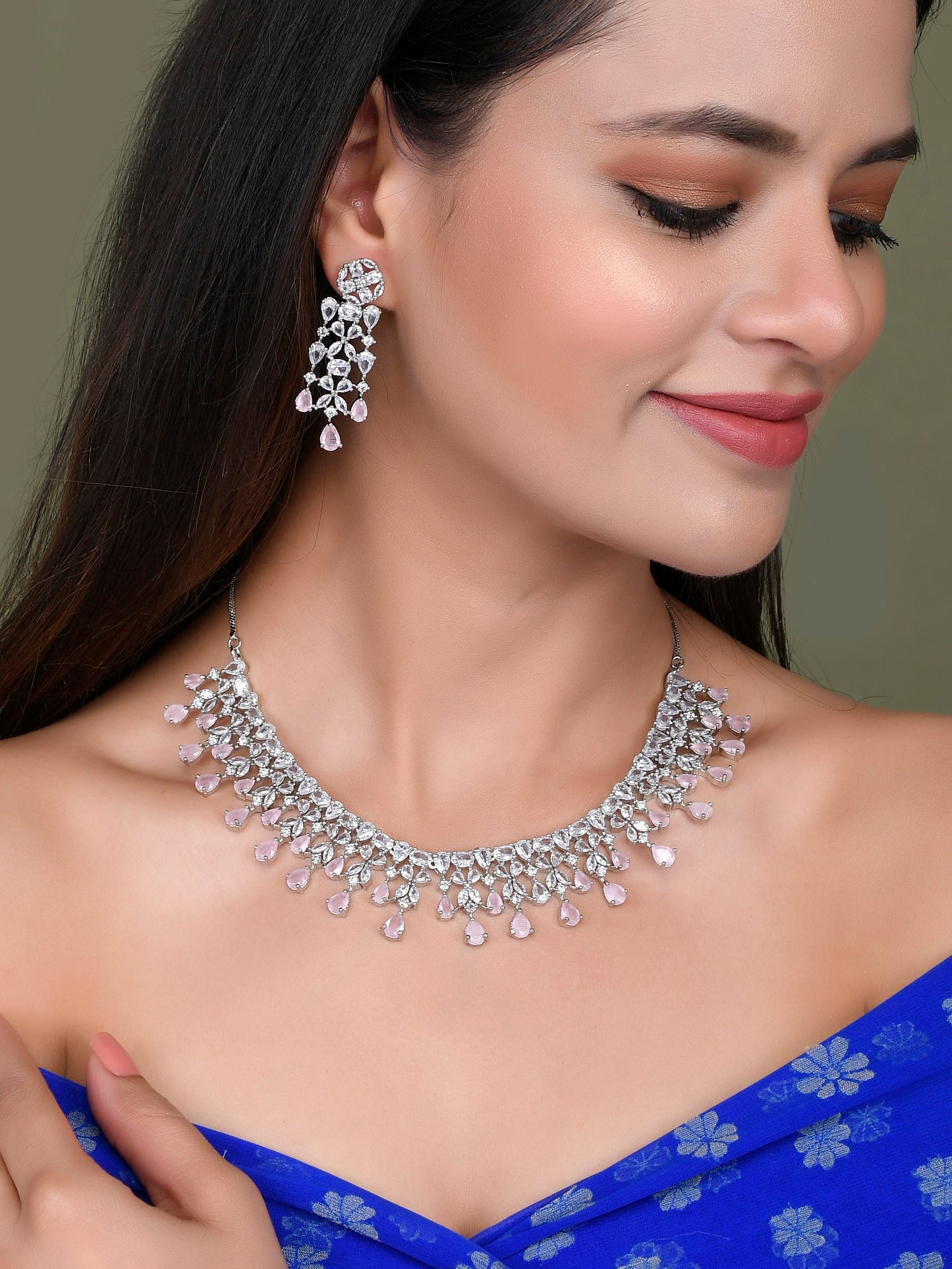 American Diamond Rose Gold Ethnic Jewellery Sets for Women Online