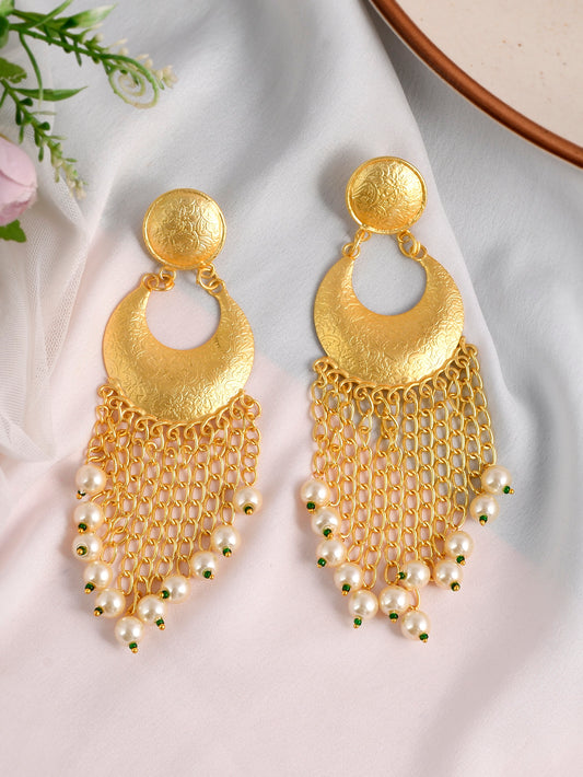 Gold Filigree Handcrafted Long Dangle Earrings for Women Online