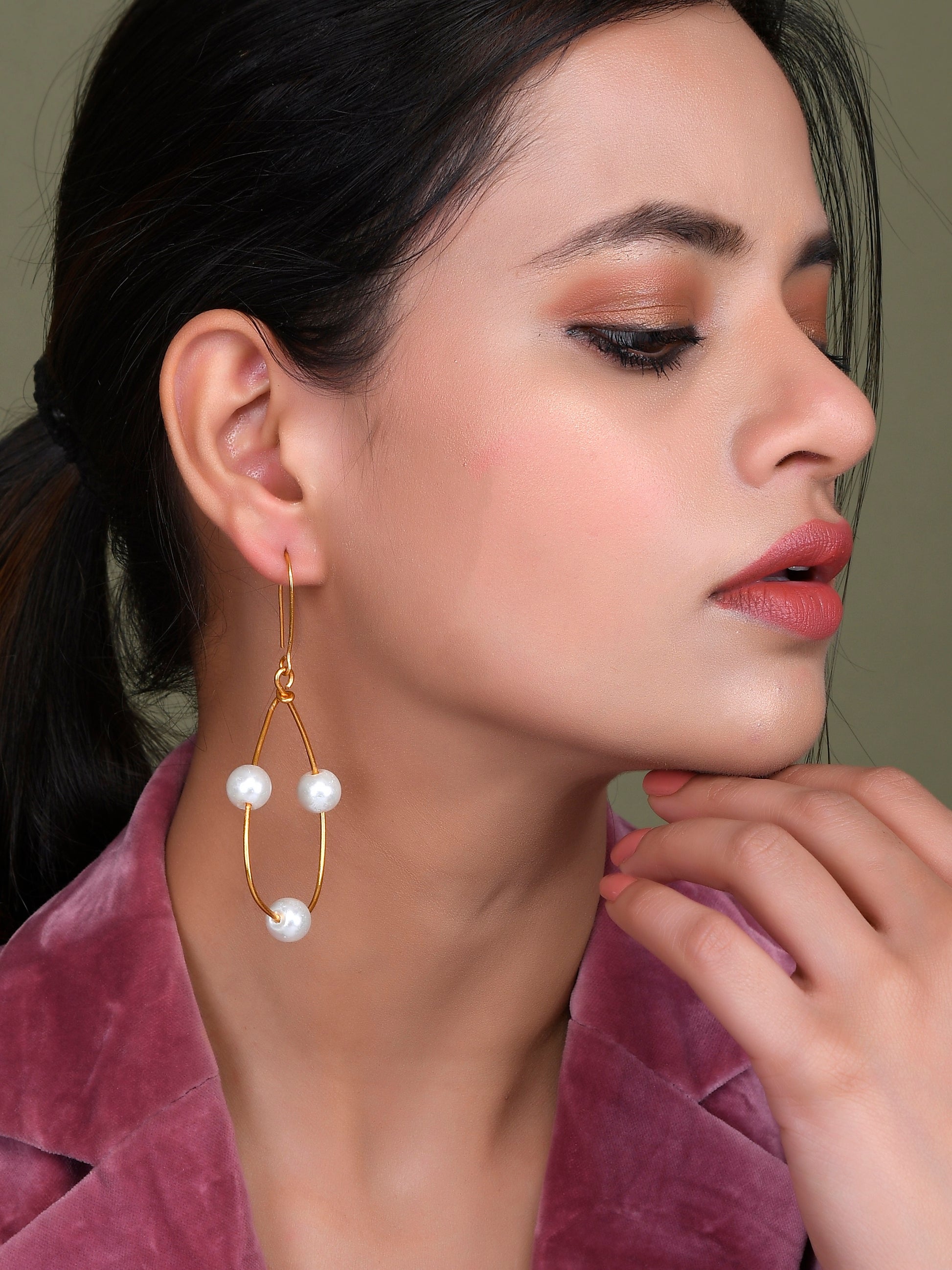 Gold Pearl Dangler Earrings for Girls - Earrings for Women Online