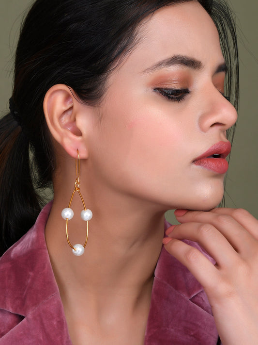 Gold Pearl Dangler Earrings for Girls - Earrings for Women Online