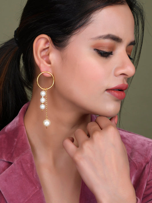 Gold Plated Pearl Dangle Earrings for Women Online