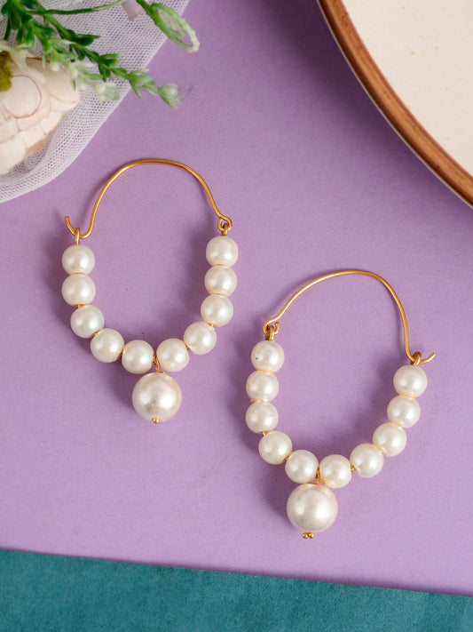Gold Plated Western Pearl Hoop Earrings for Women Online