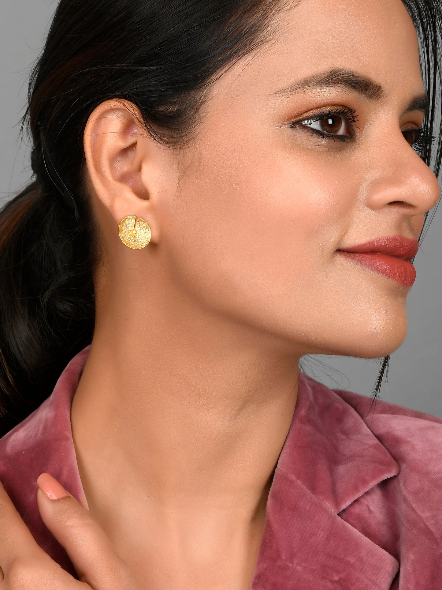 Gold-Plated Handcrafted Contemporary Studs Earrings