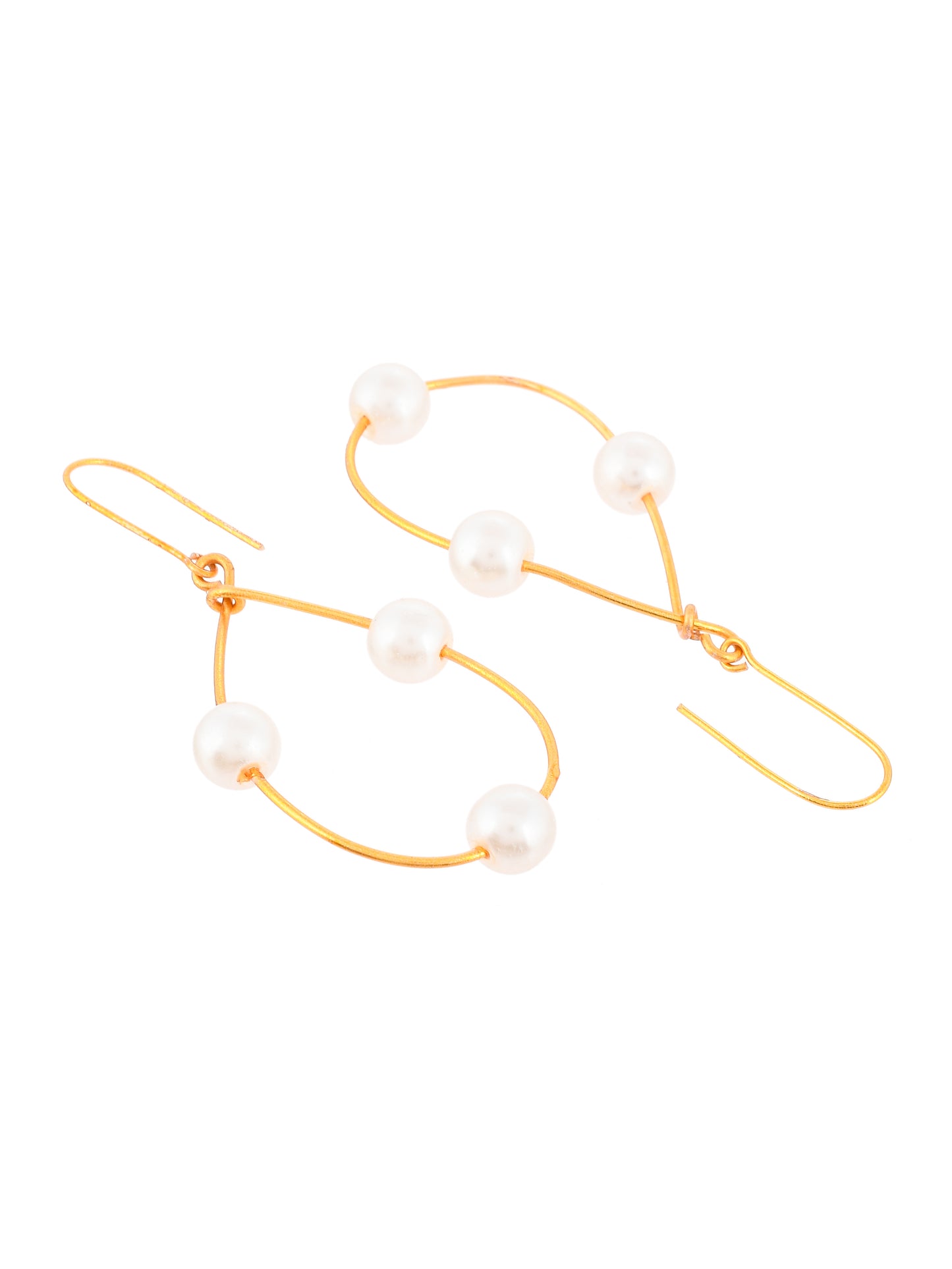 Gold Pearl Dangler Earrings