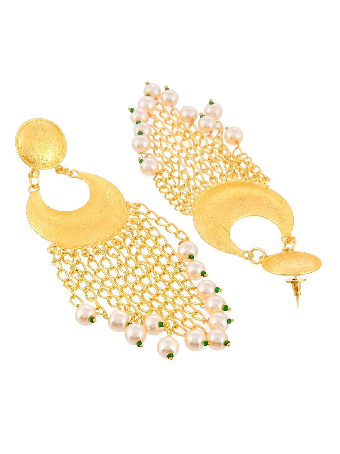 Gold Filigree Handcrafted Long Dangle Earrings